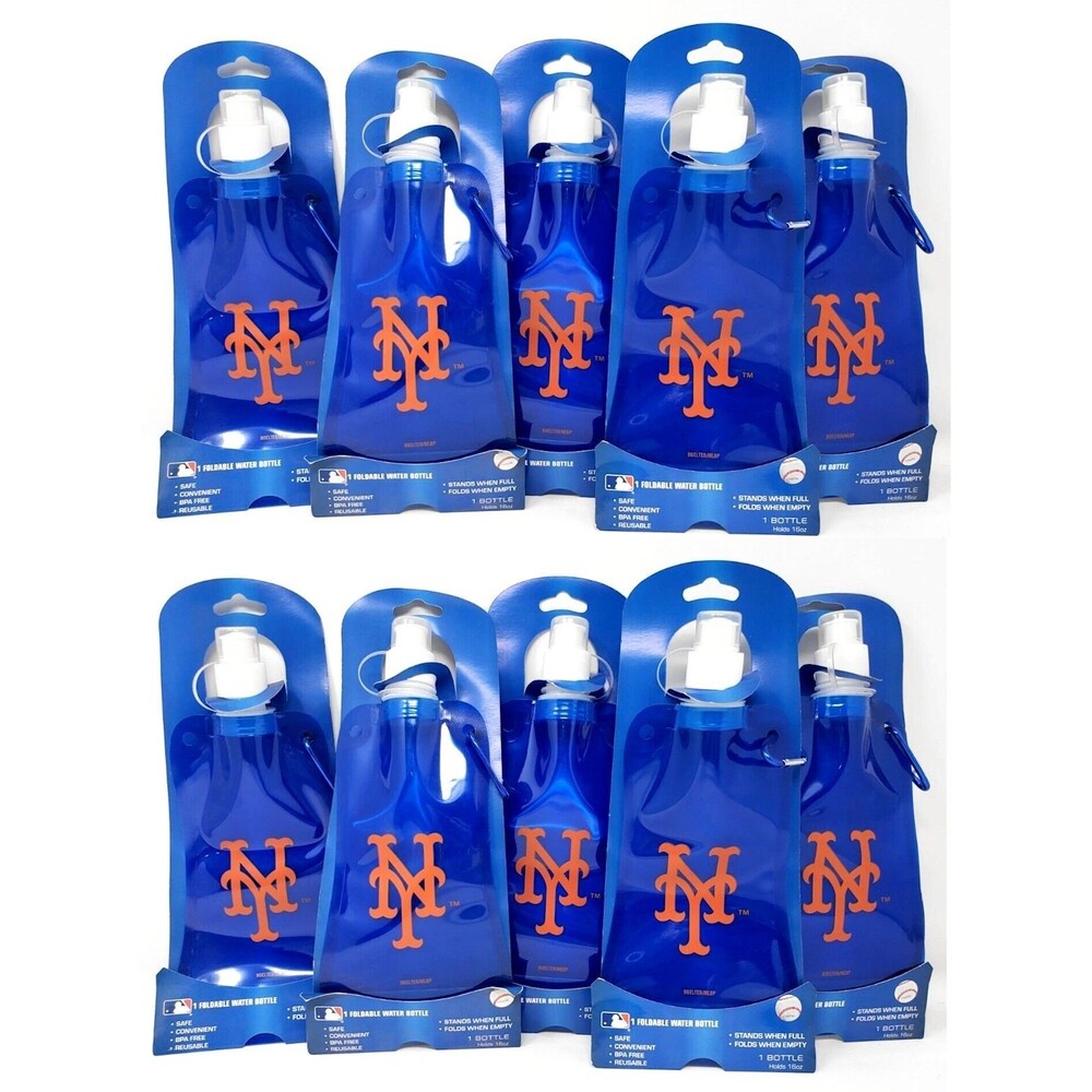 Set of 12 MLB New York Mets Foldable Water Bottles 16oz Tailgate Game Day Fan